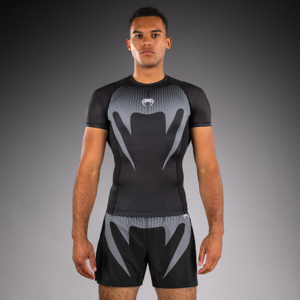 Funkční triko - rashguard Venum No Gi - krátké rukávy - Black/ Silver Grey (Velikost S)