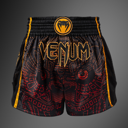 Muay Thai šortky Venum Quetzal Fury - Black/Fury Red/ Tangerine (Velikost S)