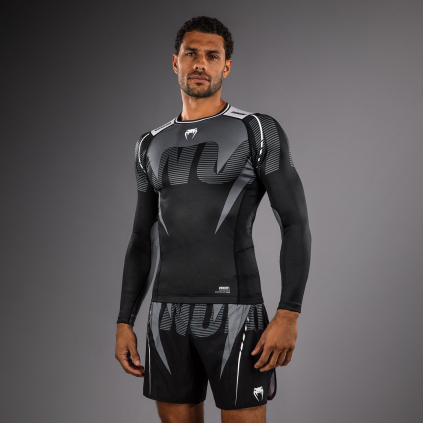 Pánský rashguard Venum Adrenaline - dlouhé rukávy - Black/Silver Grey (Velikost S)