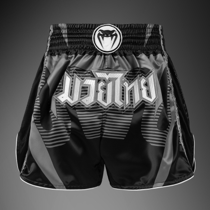 Muay Thai šortky Venum Adrenaline - Black/Silver Grey (Velikost M)