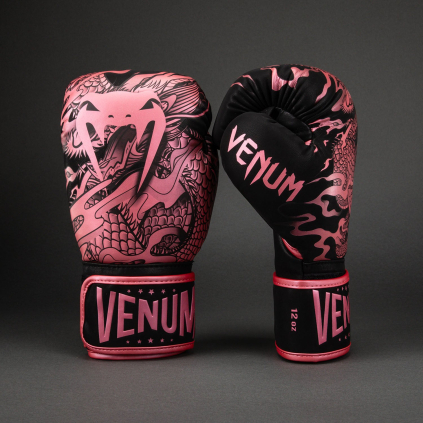 Boxerské rukavice Dragon's Flight - Black/Metallic Pink (Velikost 8oz)