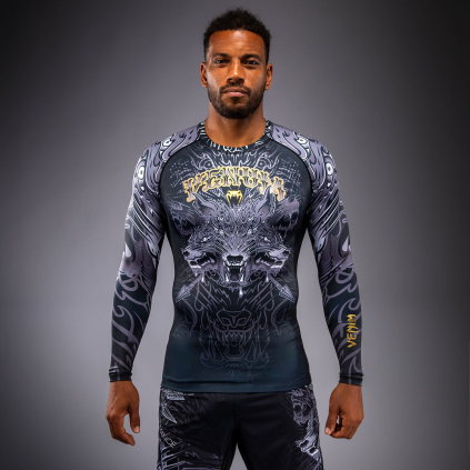 Rashguard Venum Wolf Atak - dlouhé rukávy - Black/Grey (Velikost S)