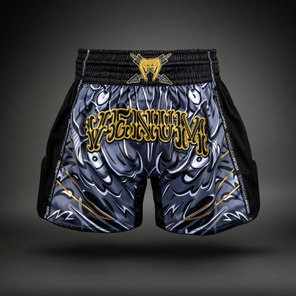 Muay Thai šortky Venum Wolf Atak - Black/Grey (Velikost XS)