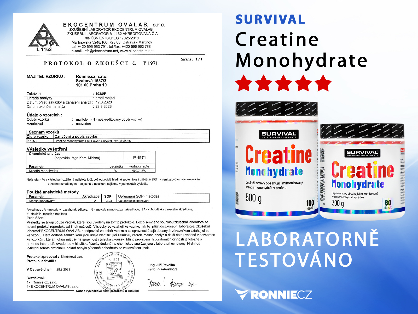 Survival Creatine Monohydrate - akce 500 g + 500 g