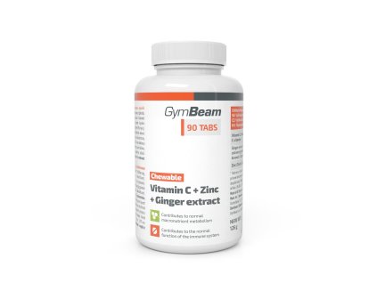 GymBeam Vitamín C + Zinok + extrakt zo zázvoru na cmúľanie 90 tab.