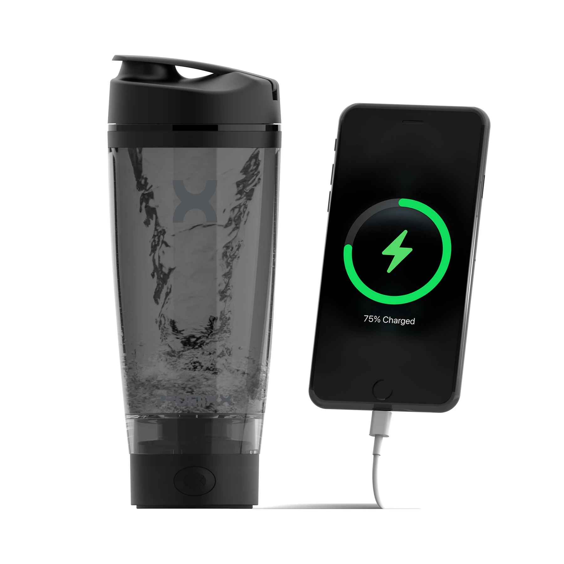 PROMiXX CHARGE | Elektrický dobíjecí šejkr/powerbanka - Stealth black 0,6l