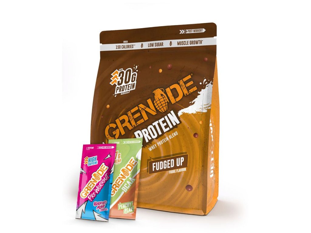 Grenade Whey Protein 2kg + vzorek Pre-Workout 16,5g a vzorek BCAA 13g zdarma (Varianta Grenade Whey Protein 2 kg fudged up + vzorek Pre-Workout 16,5g a vzorek BCAA 13g zdarma)