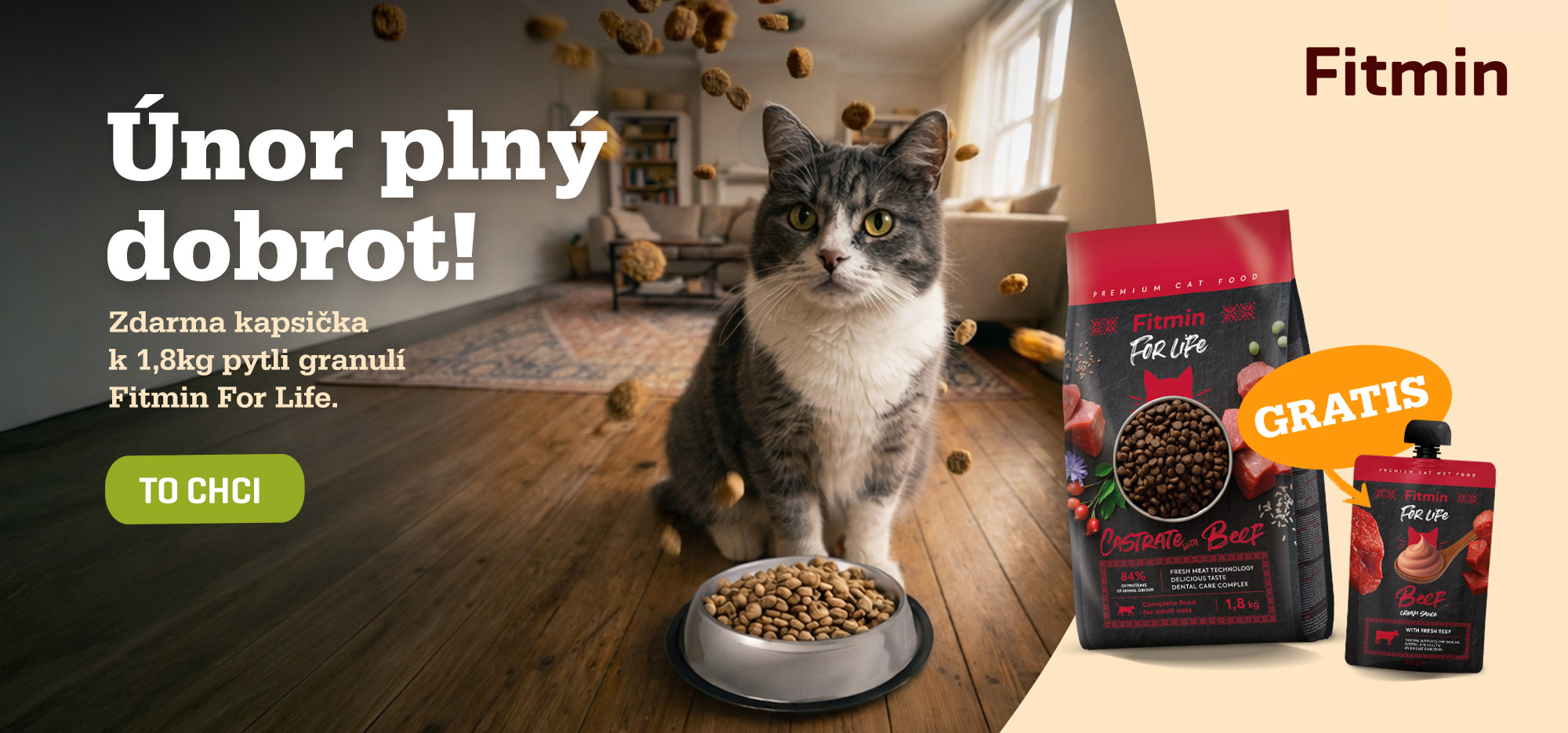 1,8kg pytli granulí FFL + hovězí krémová kapsička