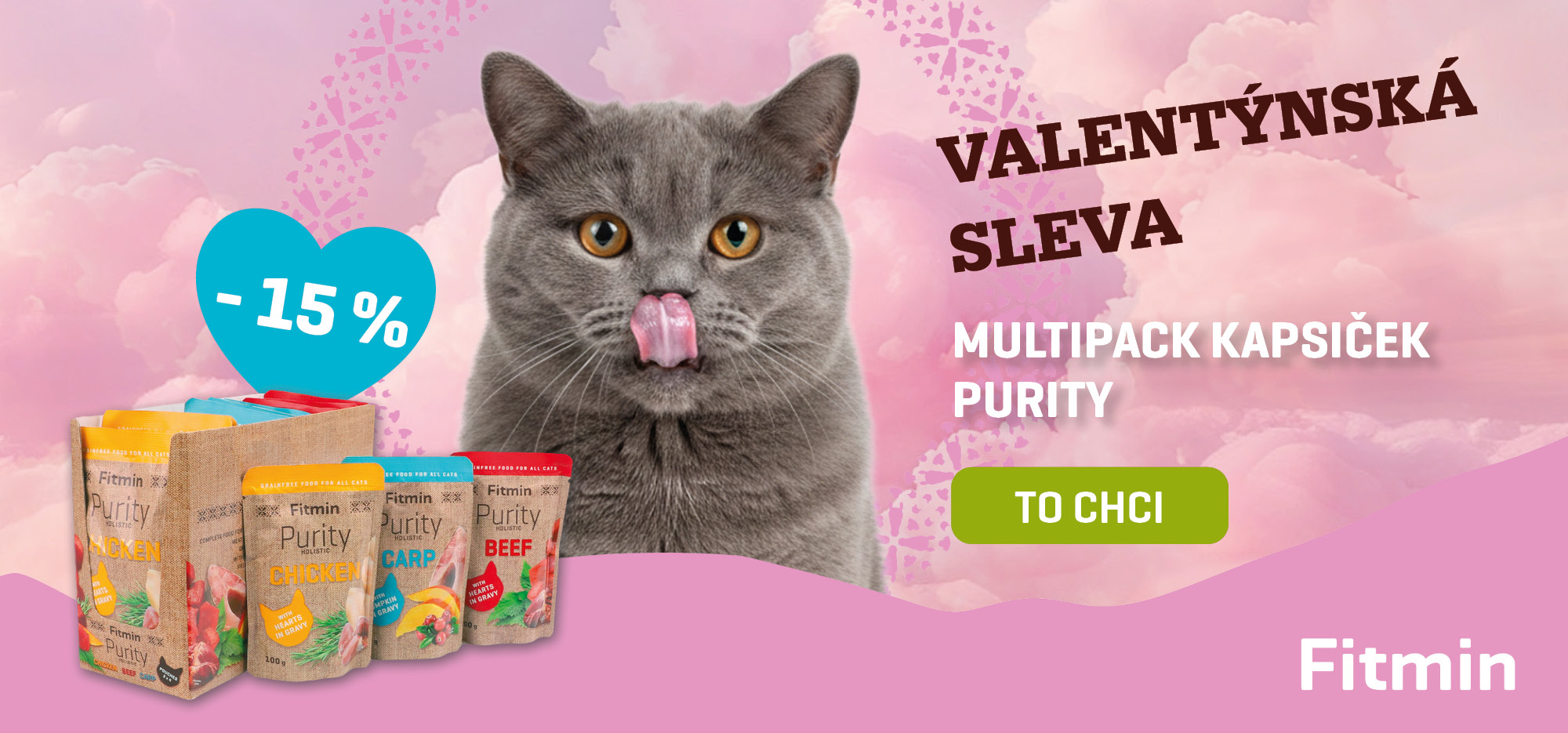Valentýnská sleva - 15 % - kočičí Purity Multipack kapsiček
