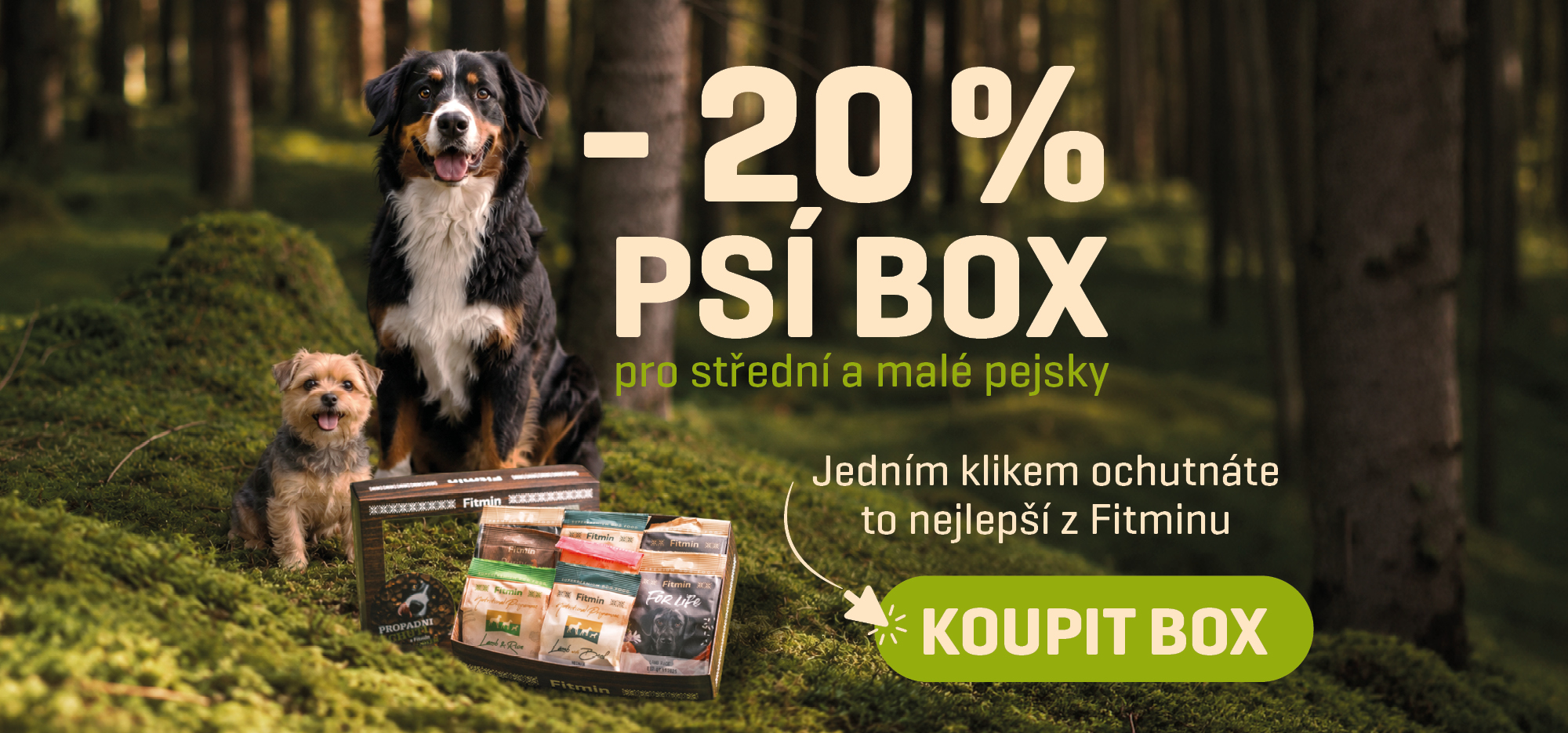 20 % sleva na psí boxy krmivo vzorky granule
