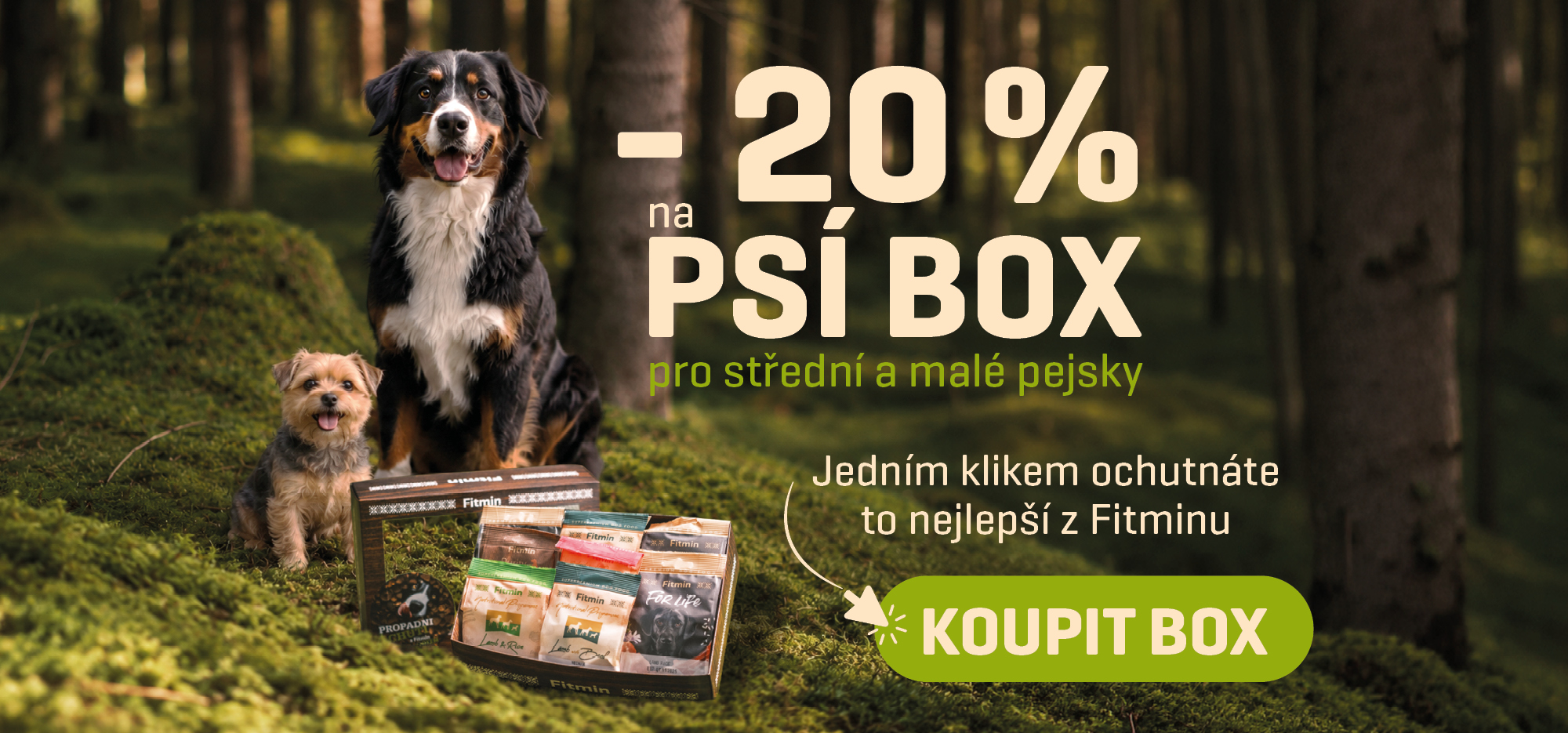 20 % sleva na psí boxy krmivo vzorky granule
