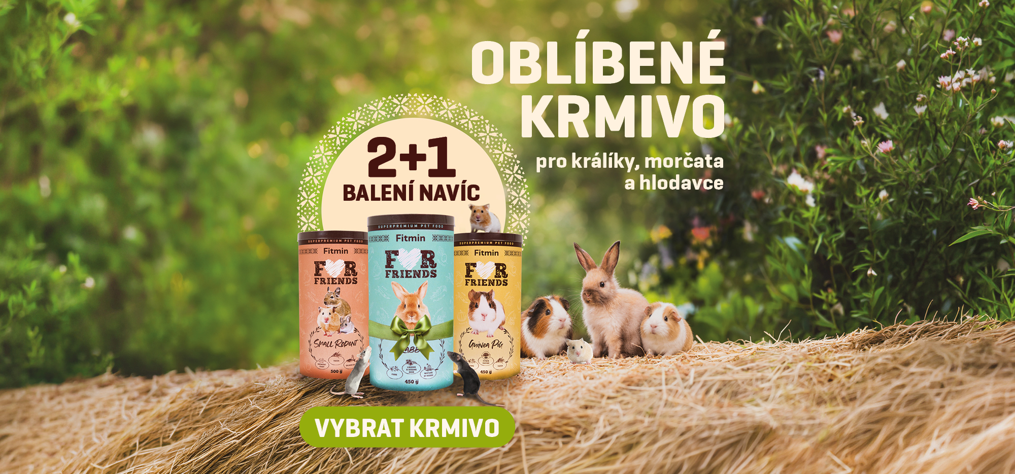 Hlodavci morčata králíci krmivo granule 2 + 1 navíc zdarma