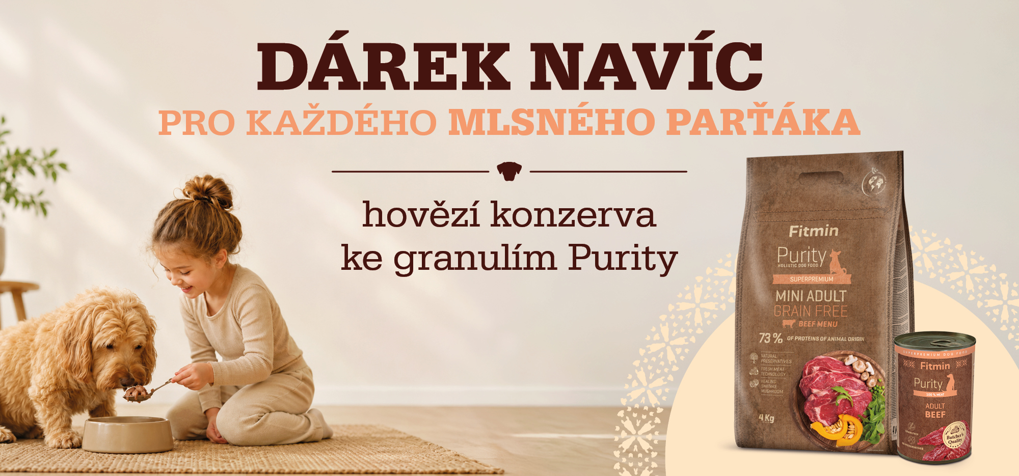 Krmivo granule pro psy + hovězí konzerva zdarma jako dárek