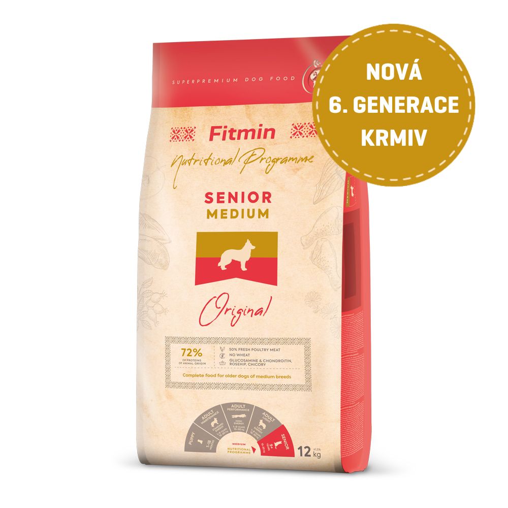Fitmin Medium Senior kompletní krmivo pro psy 12 kg