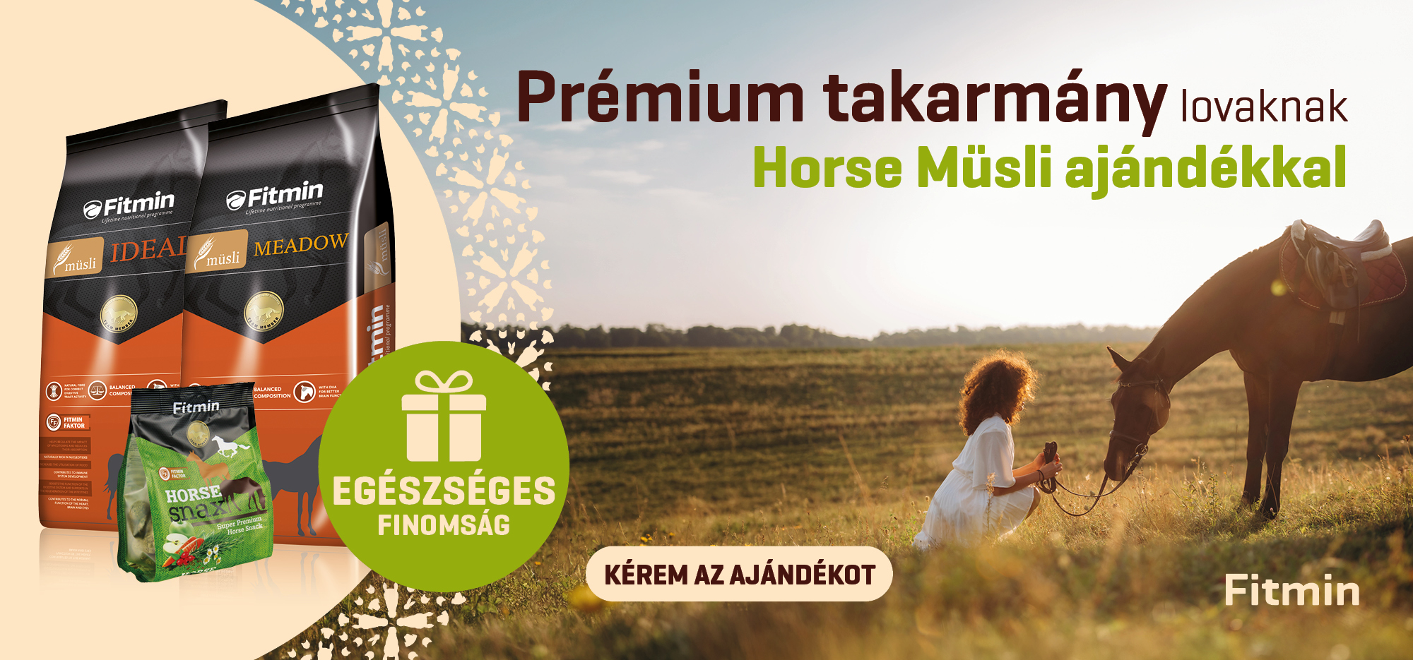 Fitmin prémium lótakarmány akció Horse Müsli ajándékkal lovaknak.