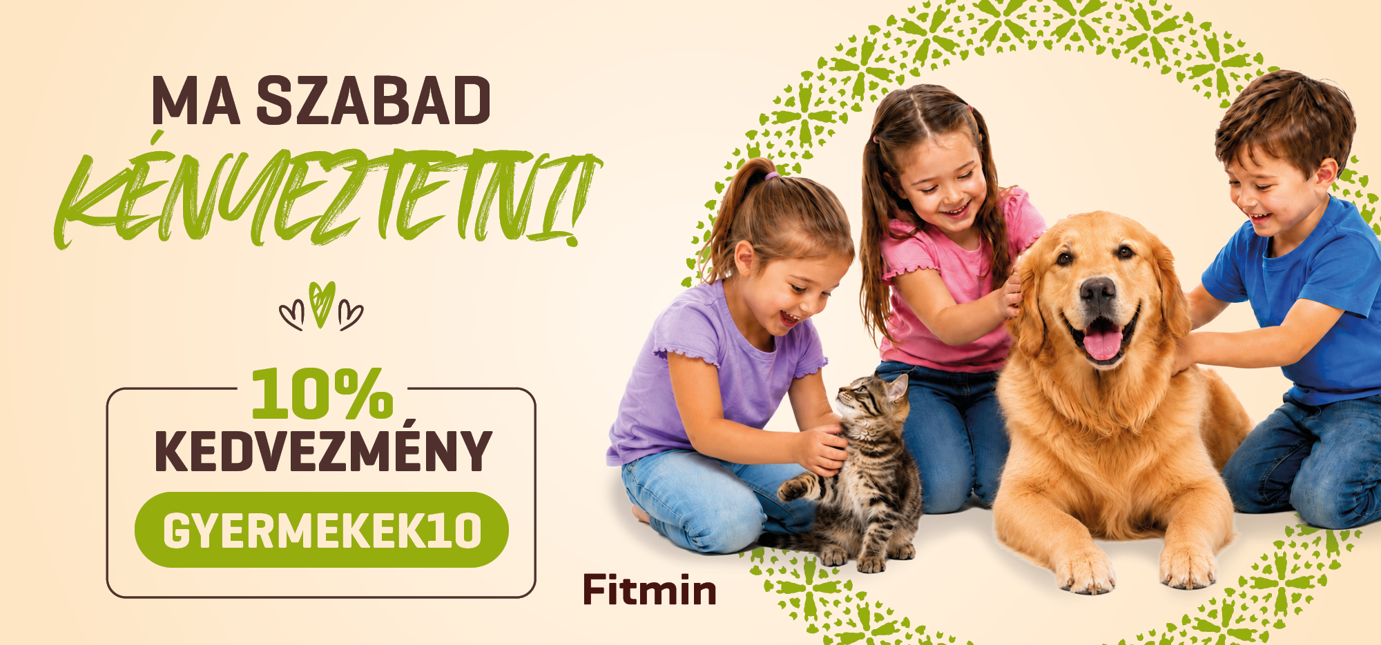 Gyermeknapi Fitmin akció: 10% kedvezmény állateledelre a GYERMEKEK10 kuponkóddal.