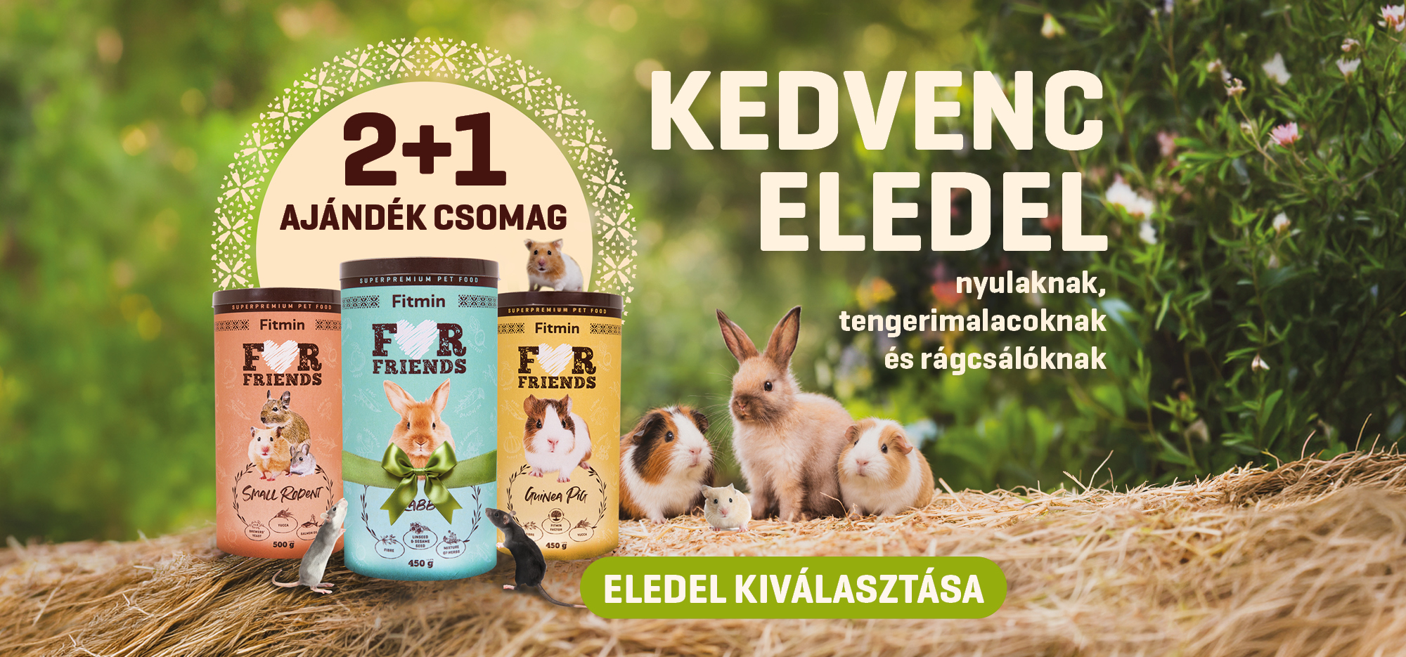 Fitmin For Friends eledel nyulaknak, tengerimalacoknak és kisrágcsálóknak – 2+1 csomag ajándék