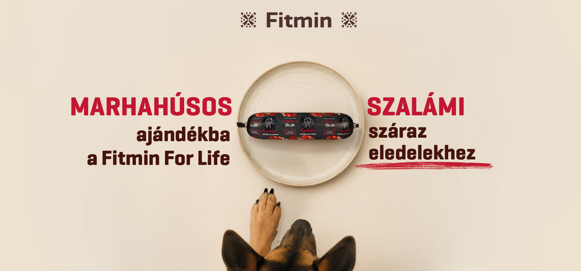 Marhahúsos szalámi ajándékba a Fitmin For Life száraz kutyatáp mellé.