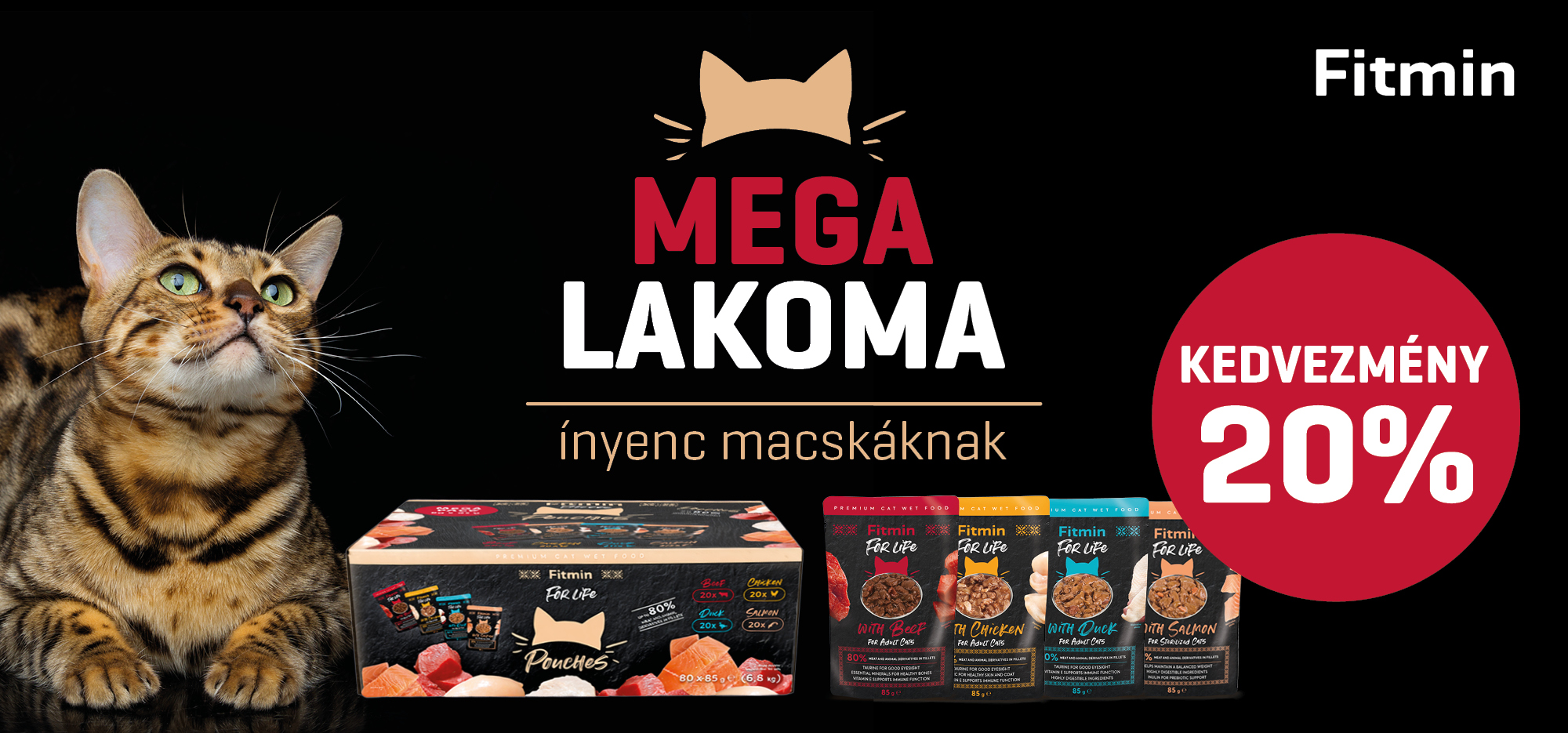 Fitmin For Life Mega Lakoma macskáknak – 80 db-os nedves macskaeledel megapack 20% kedvezménnyel