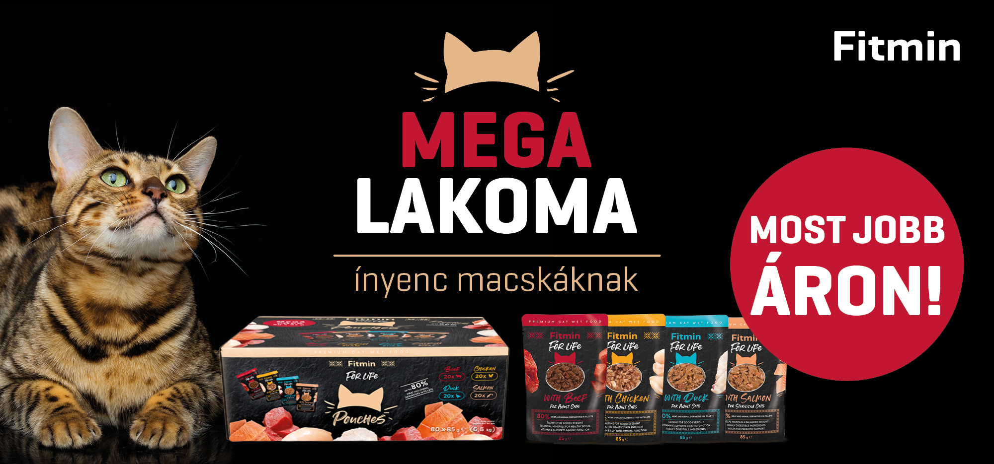 Fitmin For Life Mega Lakoma macskáknak – 80 db-os nedves macskaeledel megapack 20% kedvezménnyel