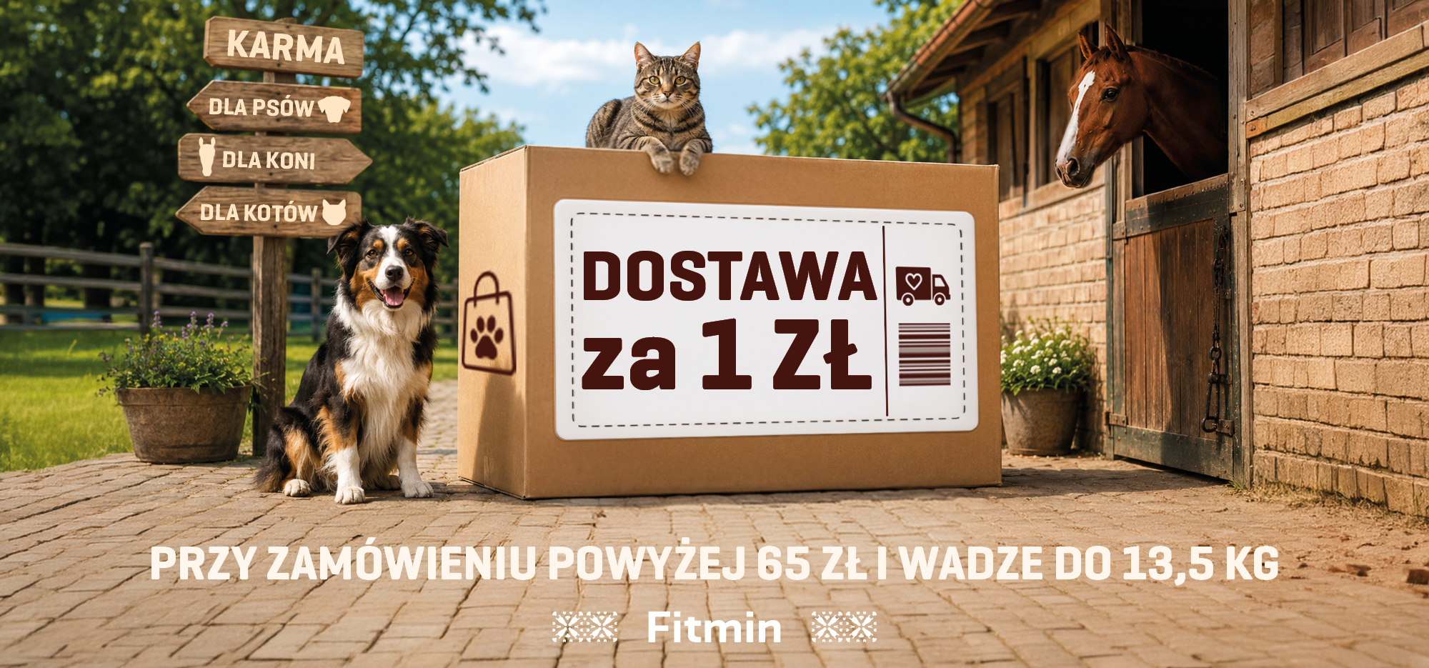 Dostawa Fitmin za 1 zł przy zamówieniu powyżej 65 zł, do 13,5 kg – karma dla psów, kotów i koni.