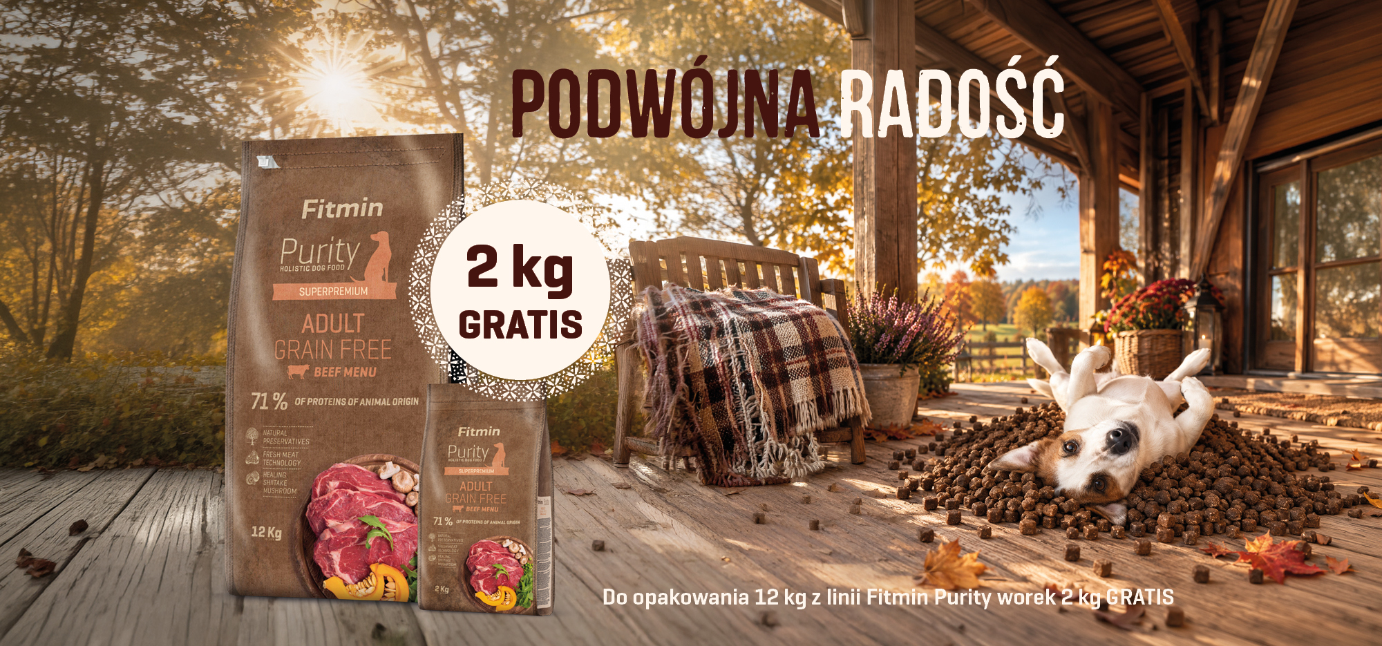 Fitmin Purity Adult Grain Free – karma dla psów z wołowiną, opakowanie 12 kg + 2 kg gratis.