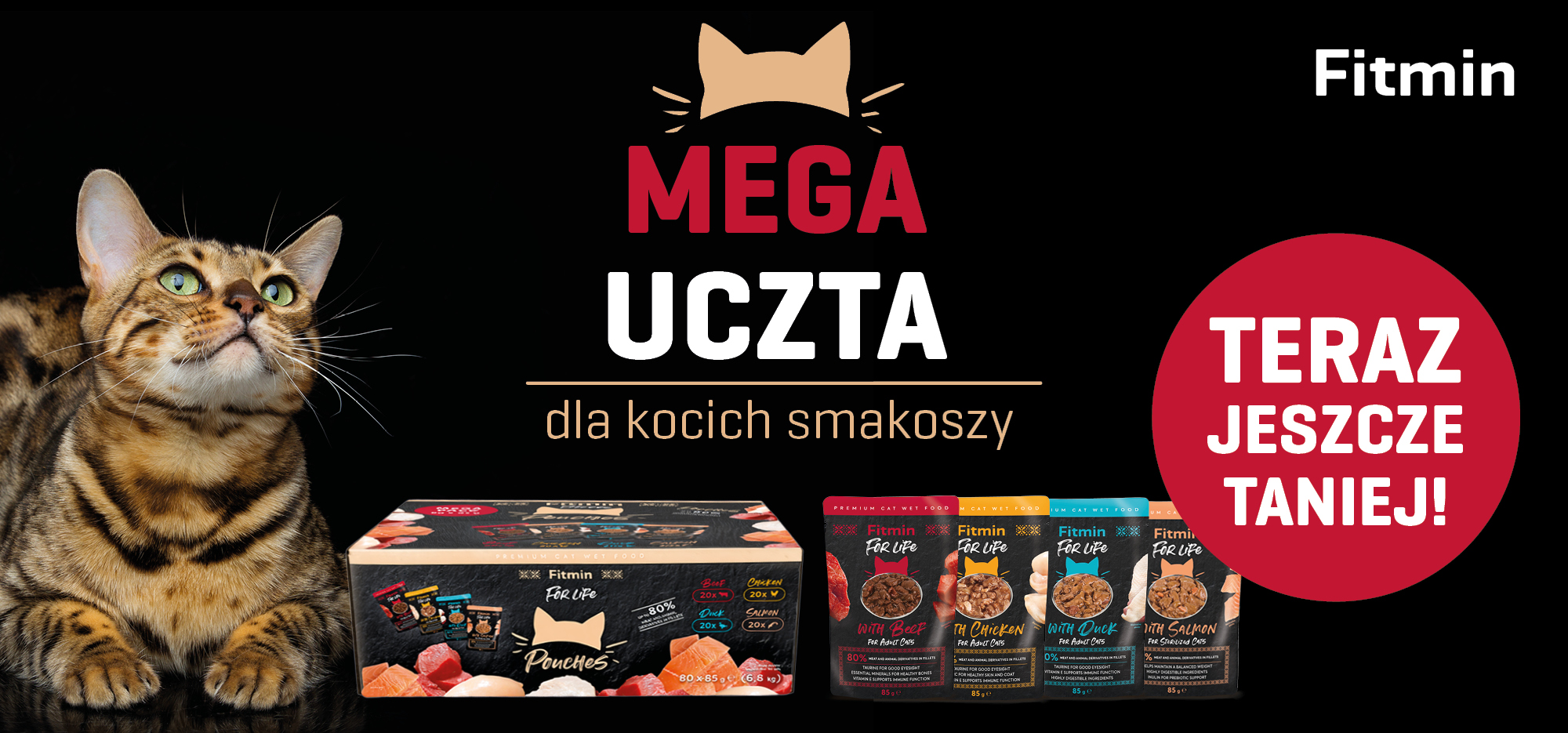 Fitmin For Life Mega uczta dla kotów – megapakiet 80 saszetek mokrej karmy dla kotów z rabatem 20%
