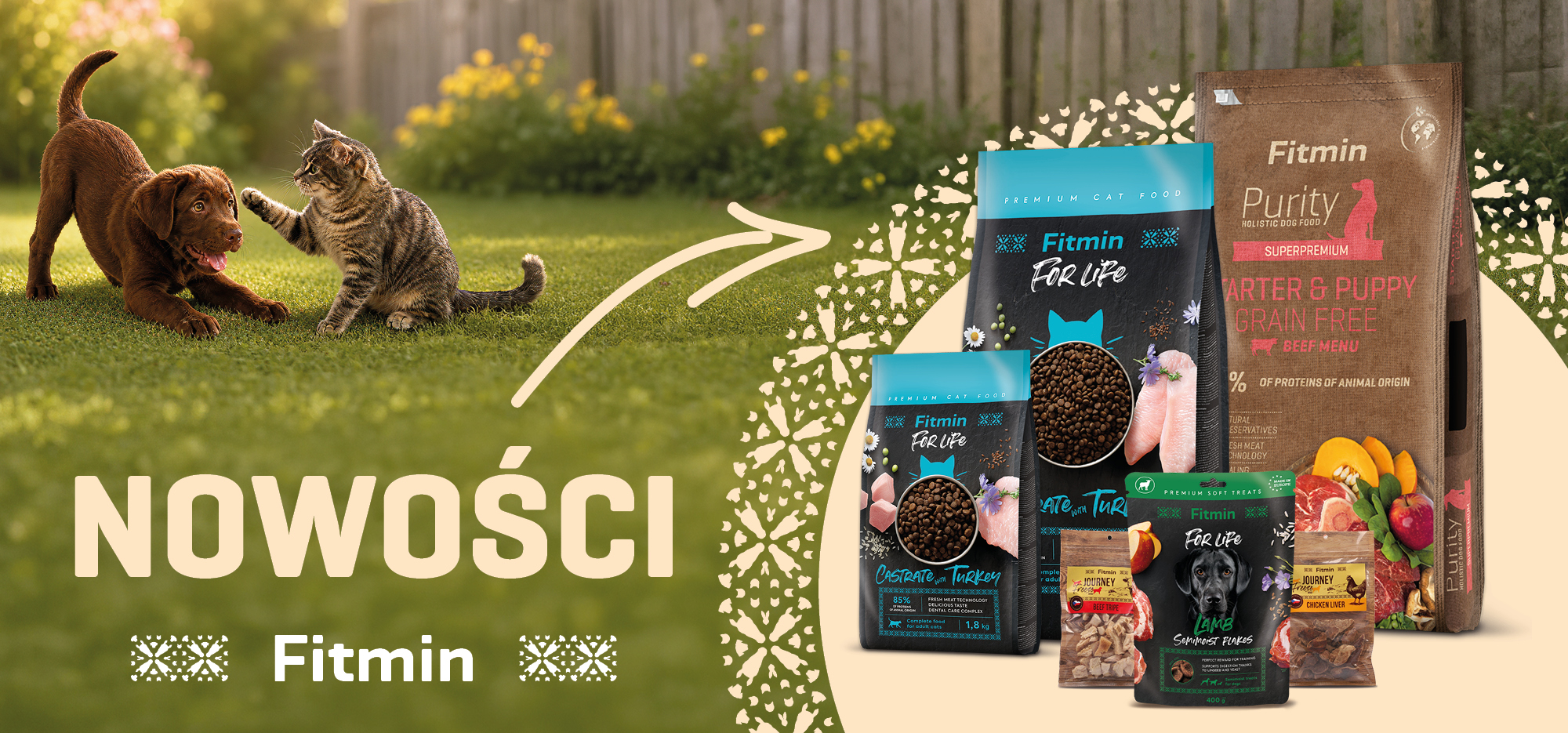 Nowe produkty Fitmin dla psów i kotów – karma sucha Fitmin For Life, Fitmin Purity oraz przysmaki Fresh Journey.