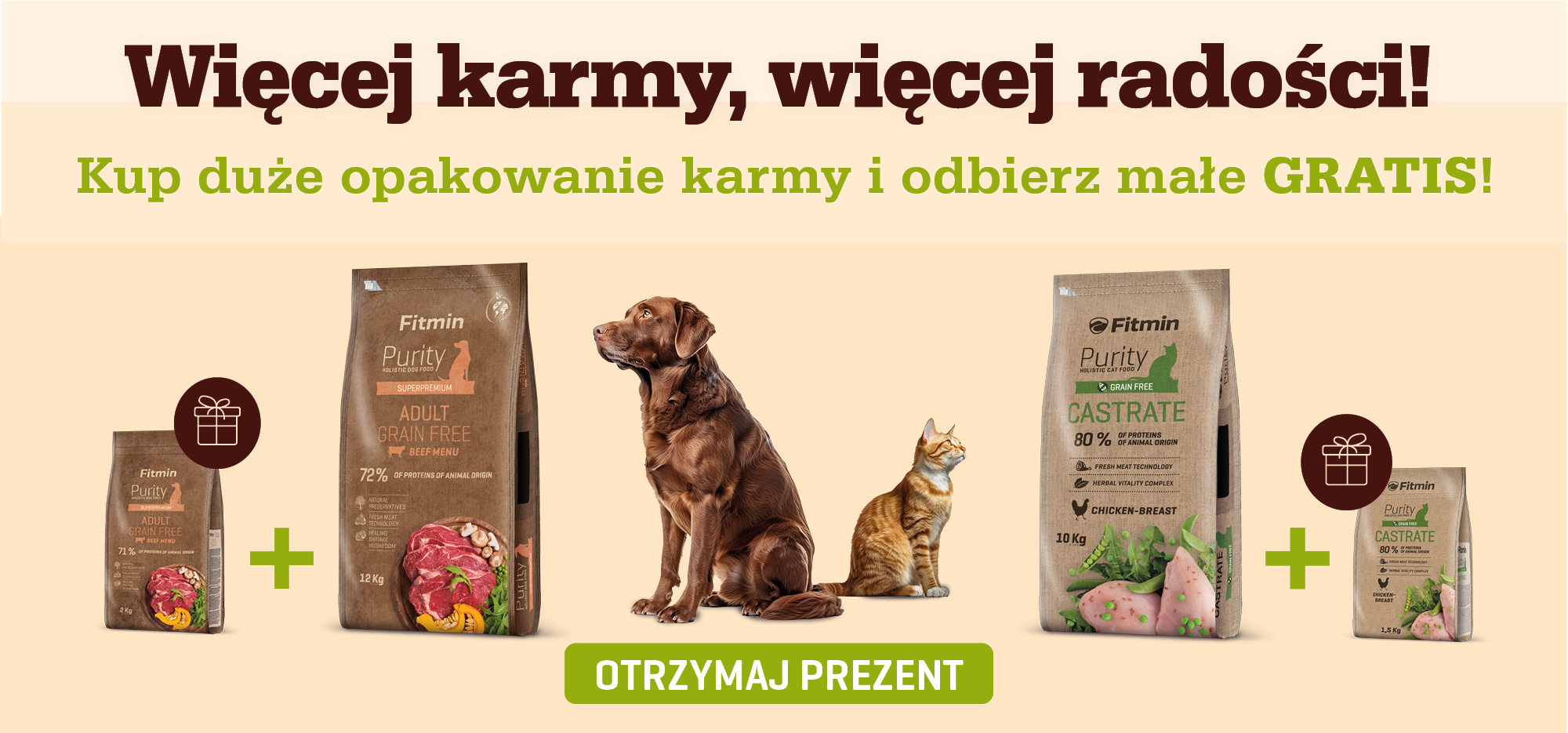 duże opakowanie + małe purity pies i kot