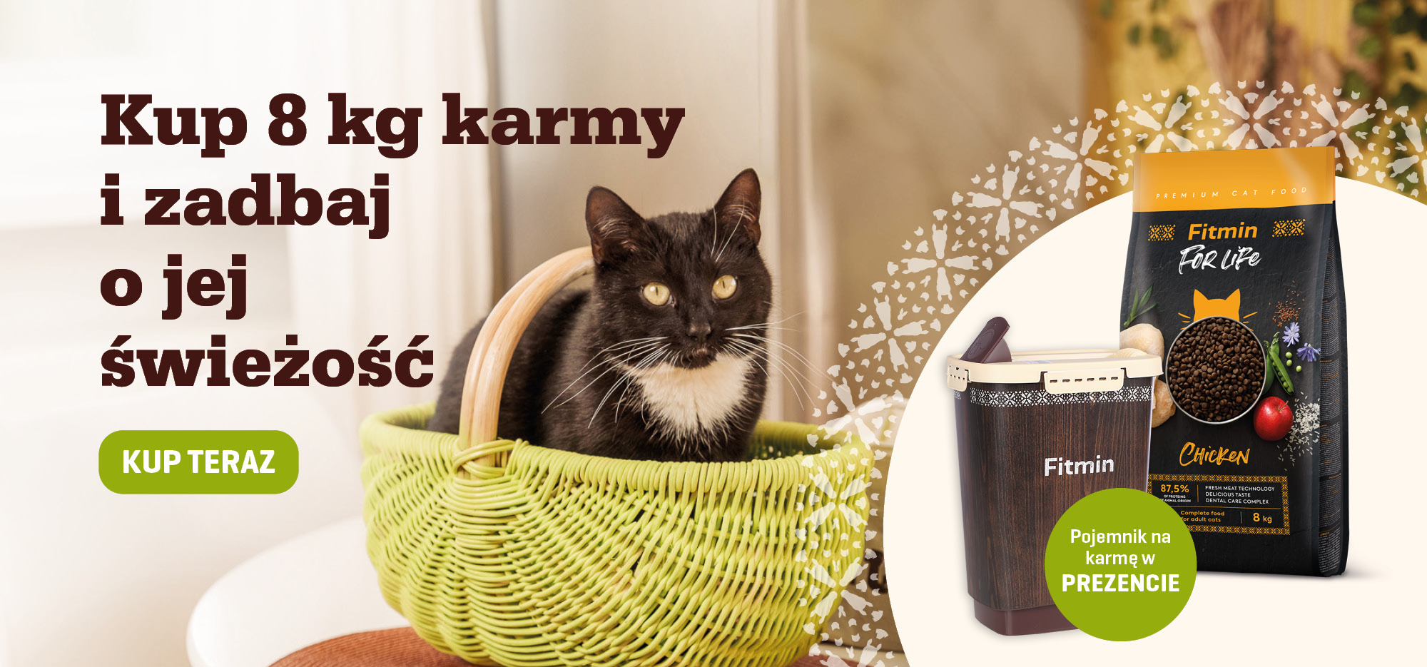 Karma dla kota Fitmin For Life 8 kg – pojemnik na karmę gratis