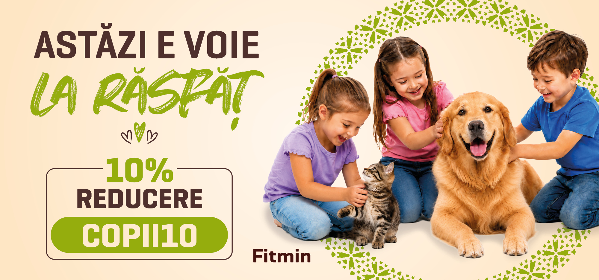 Campanie Fitmin de Ziua Copilului: 10% reducere la hrană pentru animale de companie cu codul COPII10.