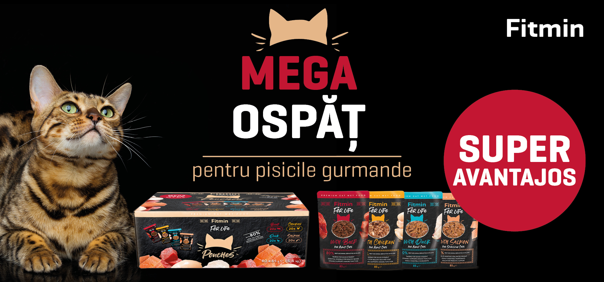 Fitmin For Life Mega Lakoma pentru pisici – megapachet cu 80 de pliculețe de hrană umedă pentru pisici, cu 20% reducere