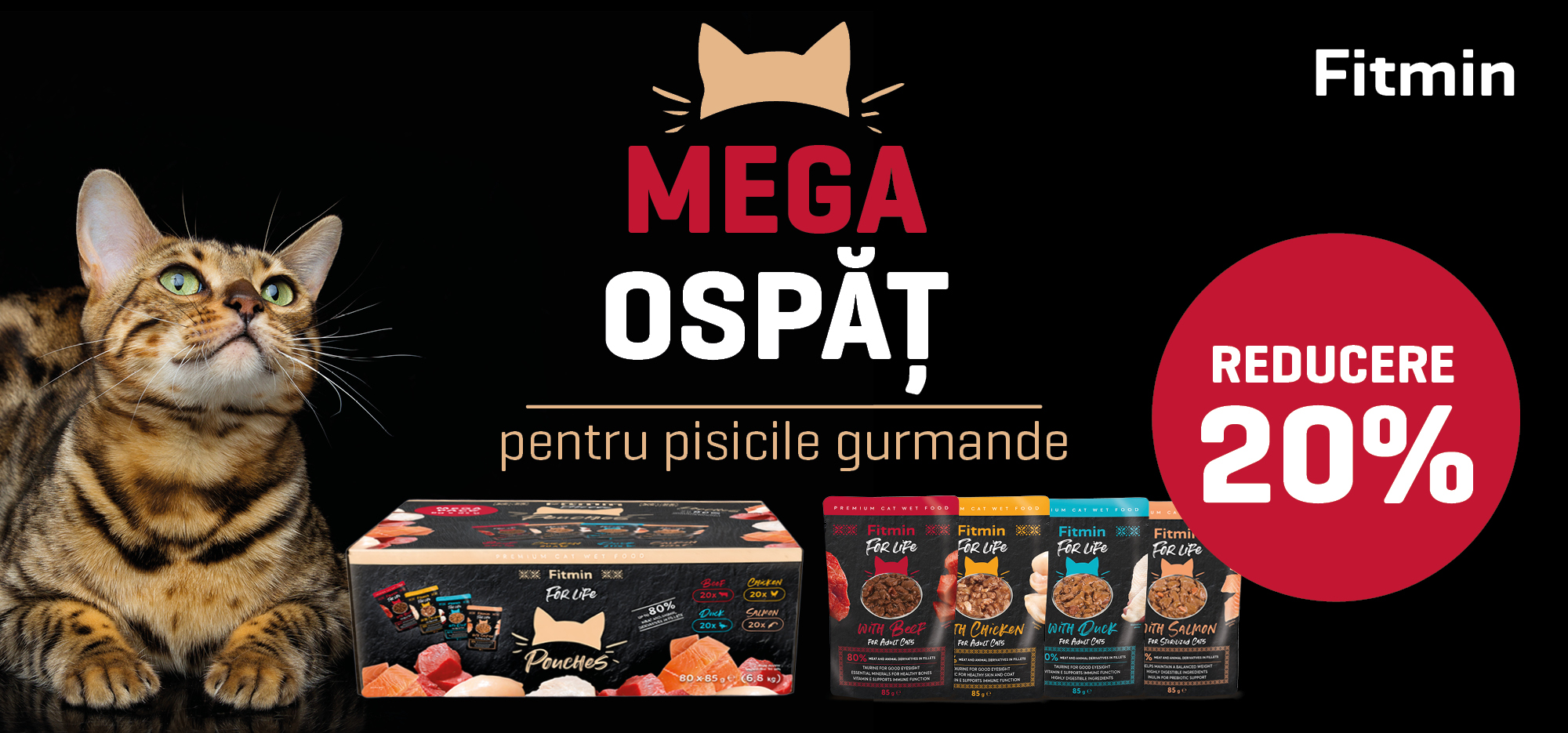 Fitmin For Life Mega Lakoma pentru pisici – megapachet cu 80 de pliculețe de hrană umedă pentru pisici, cu 20% reducere