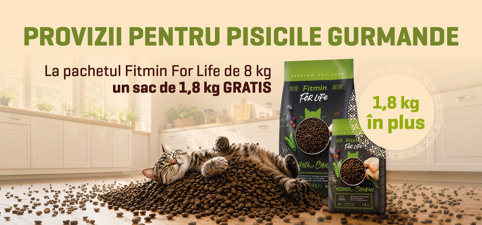 Vásárolj 8 kg-os Fitmin For Life száraztápot macskáknak, és egy 1,8 kg-os kiszerelést adunk ajándékba!