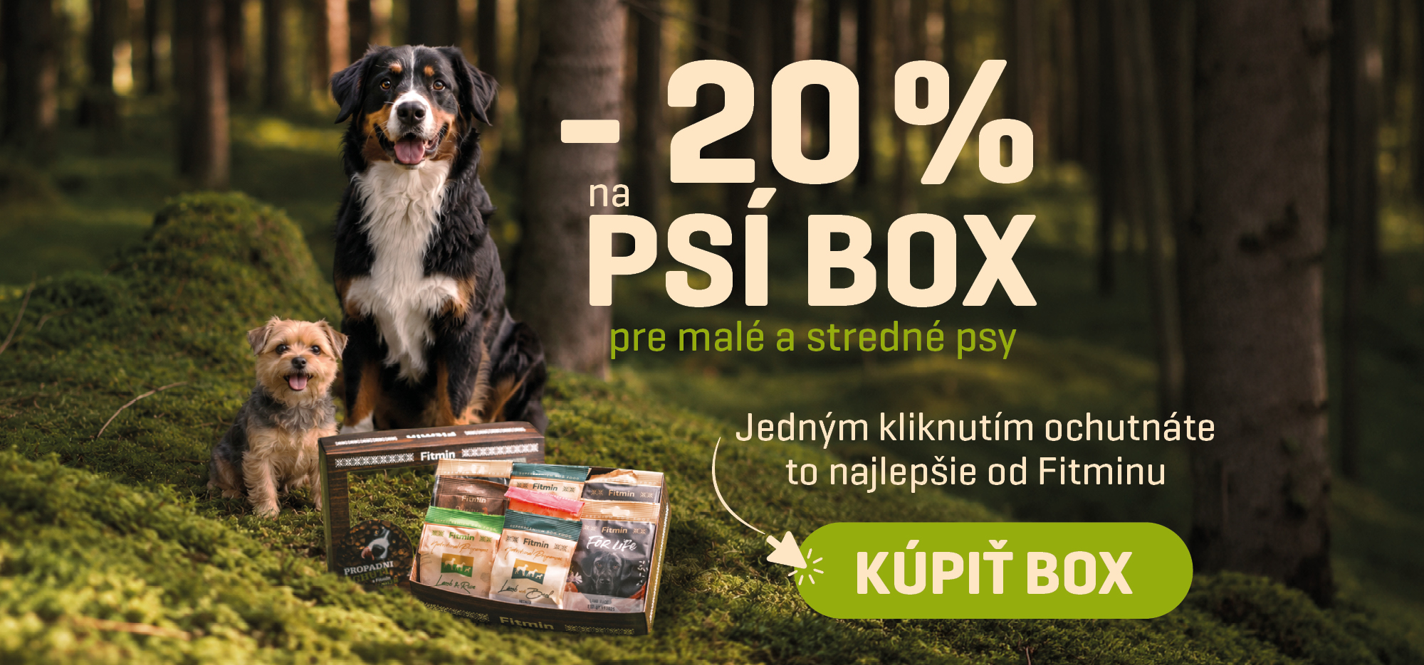 20 % sleva na psí boxy krmivo vzorky granule