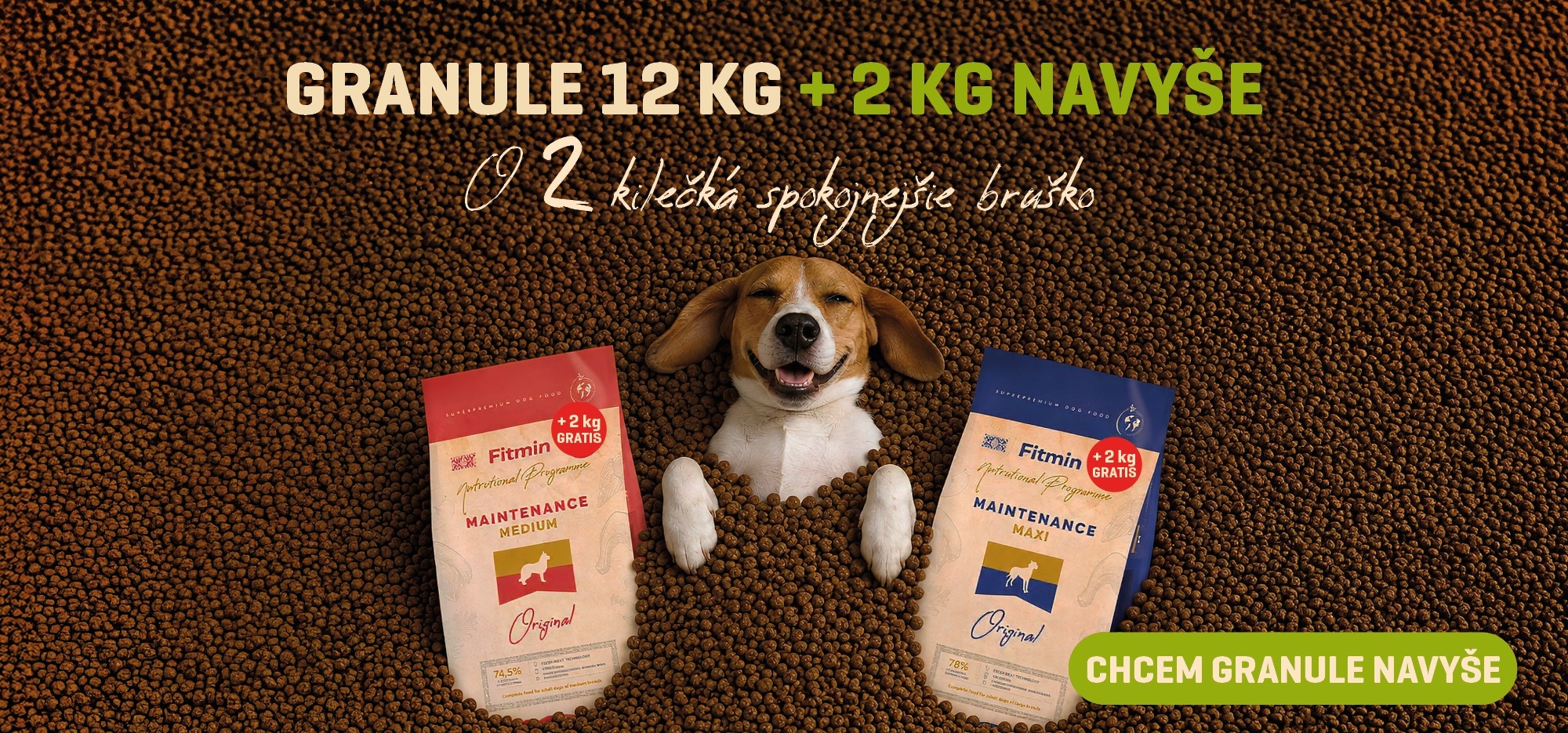 Přeplňované pytle granulí Výživový program + 2 kg gratis