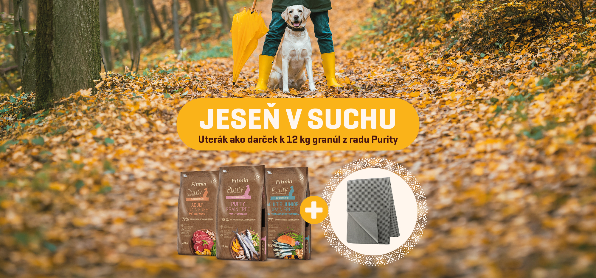 Granule krmivo Purity 12 kg pro psy ručník s vysokou absorpcí zdarma jako dárek