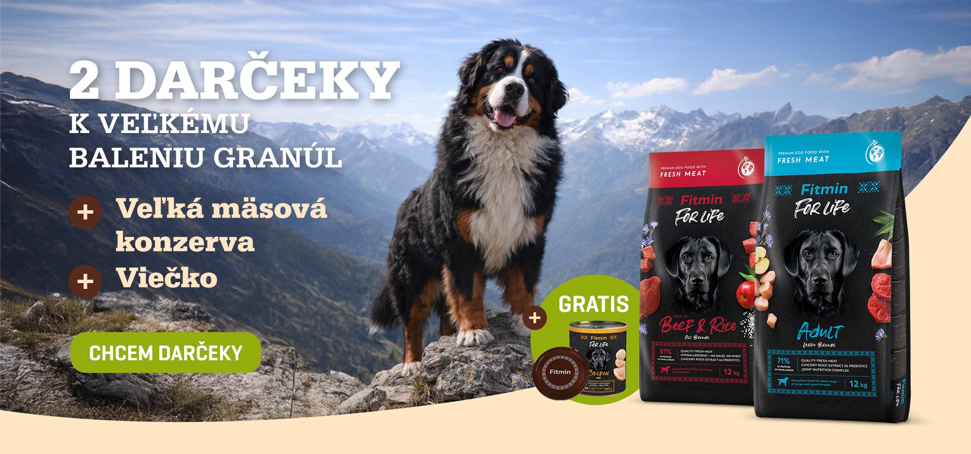 FFLD 12 kg granule krmivo pro psy + 800 g kuřecí konzerva + víko