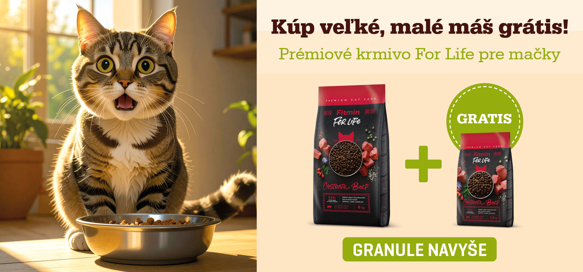 For Life pre mačky s darčekom 1,8 kg navyše