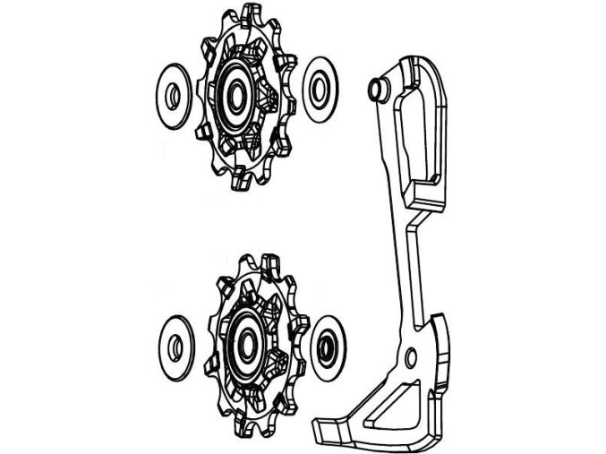 Kladky a vodítko k přehazovačce GX 1X11/FORCE1/RIVAL1 TYPE 2.1 (střední/dlouhé vodítko)