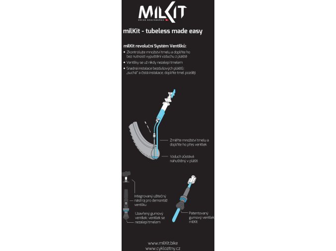 milKit bezdušové ventilky 55 mm (balení 20 kusů)