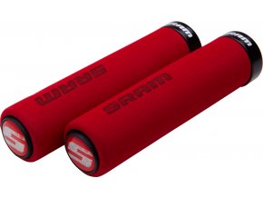 SRAM Locking gripy pěnové, 129mm červené s jednou černou objímkou a koncovkami řidítek