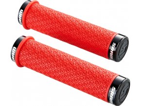 SRAM DH Silicone Locking gripy červené s objímkami  a s koncovkami řidítek