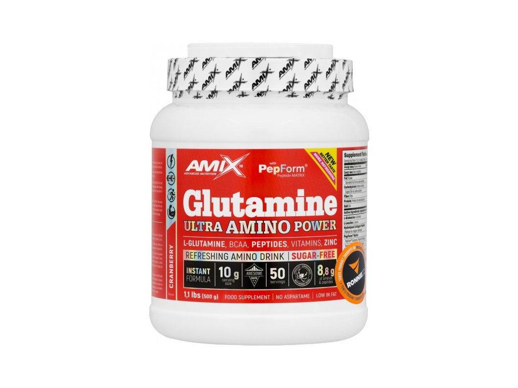 Glutamine & Ultra Amino Power - 500 g, pomeranč