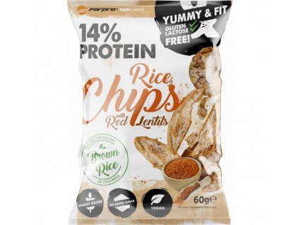 Proteinové rýžové chipsy ForPro® - 60 g, s červenou čočkou