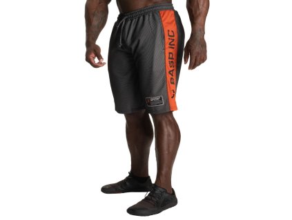 Gasp NO1 MESH SHORTS BLACK/FLAME – šortky Gasp černo-oranžové