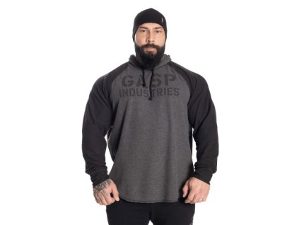 Gasp LONG SLEEVE THERMAL HOODIE GRAPHITE MELANGE – mikina Gasp grafitově šedá