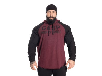 Gasp LONG SLEEVE THERMAL HOODIE MAROON – mikina Gasp kaštanová