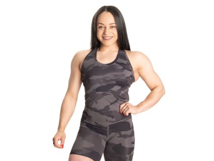 Better Bodies CORE CROP T-BACK CHARCOAL CAMO – tílko Better Bodies maskáčové uhlové