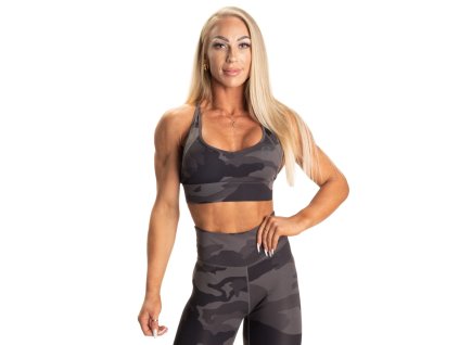 Better Bodies CORE SPORTS BRA CHARCOAL CAMO – sportovní podprsenka Better Bodies maskáčová uhlová